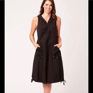 Wearables by XCVI Sumi Active Whisper Stretch Hooded Cargo Mini Dress Black Sz L